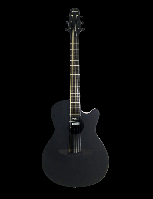 Haze HSDP836CMBK Roundback 38" Traveller Built-In Pickups Acoustic Guitar - Black