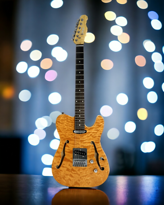 Haze Semi-Hollow Lightweight Quilted Paulownia HTL Electric Guitar - Natural TL19012FHQN