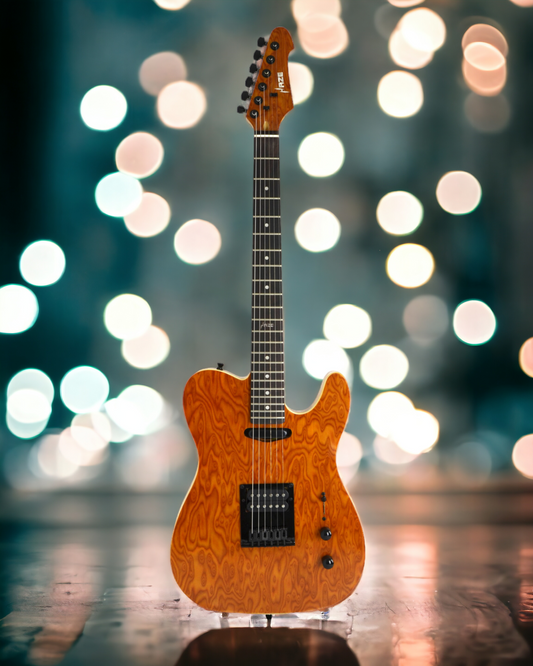 Haze Lightweight HS Paulownia Swirl Veneer HTL Electric Guitar - Natural HSTL1930970B
