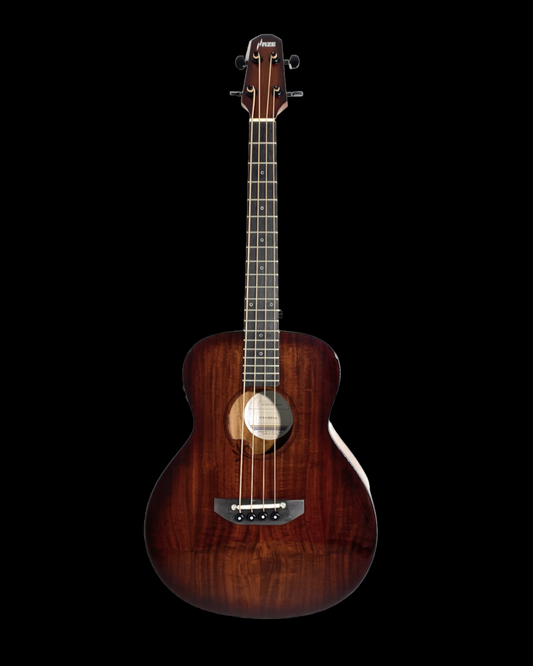 Haze HZMINI 3/4 Acoustic-Electric Travel Bass – Solid Koa Top, Satin Natural