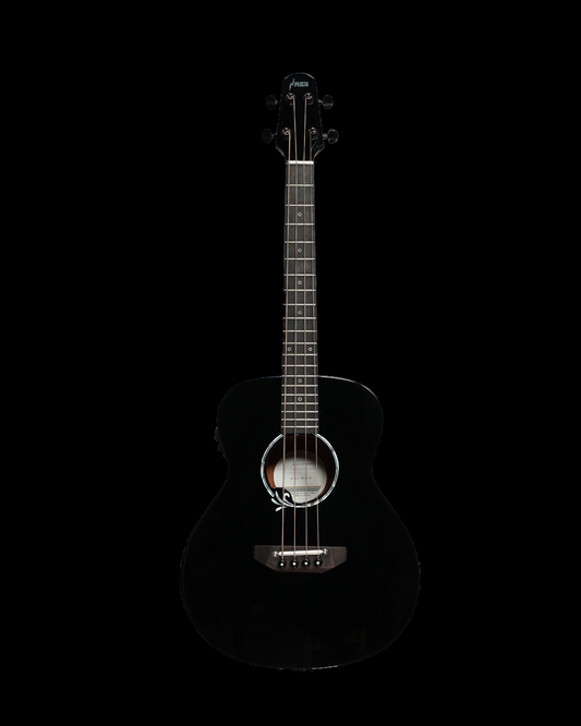Haze HZMINI 3/4 Acoustic-Electric Travel Bass – Solid Sitka Top, Gloss Black