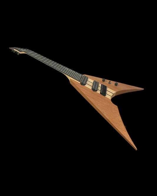 Caraya The Phantom 7-String V-Shaped Electric Guitar Okoume with Fanned Fret and Belcat Humbucker Pickups (FV7MS)