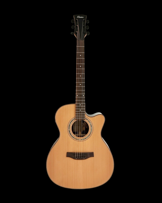 Klema K300JCCE Solid Cedar Top Indian Rosewood Body Fishman Pickup/Tuner Acoustic Guitar - Natural