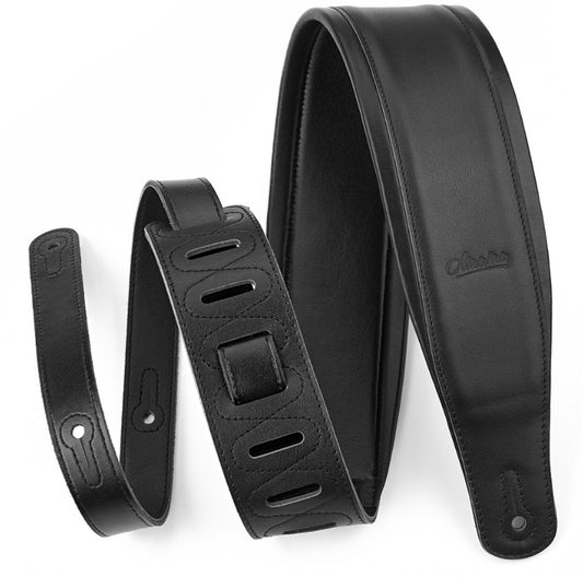 Amumu LE05BK Leather Padded Guitar Strap