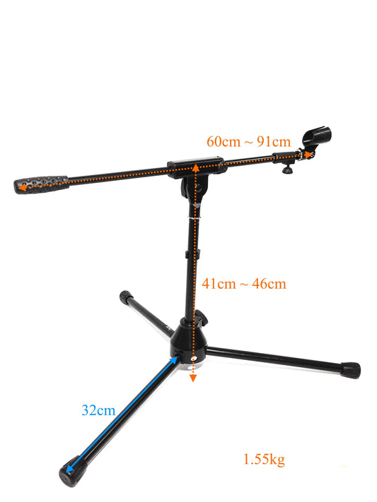 Haze MS010 Small Black Mic Stand With Short Telescopic Boom
