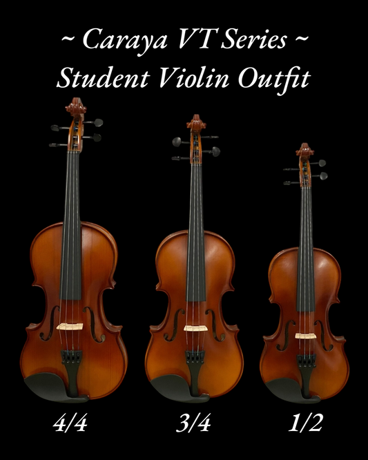 Caraya MV001VT Vintage Polish Violin Outfit  - Essential Bundle - 4/4 3/4 1/2