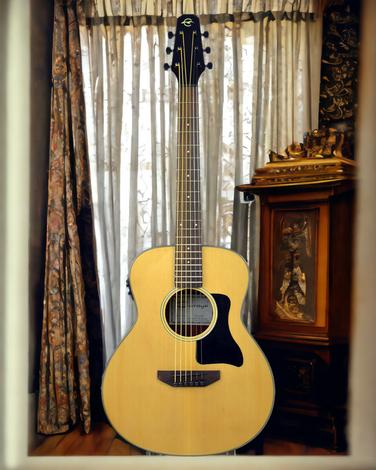 Caraya P301210EQ Built-In Pickups/Tuner Thin-V Neck Acoustic Guitar - Natural
