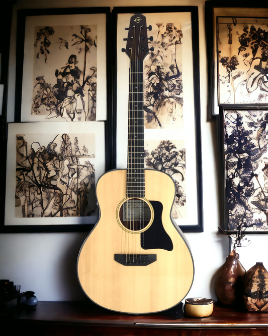 Caraya P301210SEQ 3/4 Traveller Solid Spruce Built-In Pickups/Tuner Acoustic Guitar - Natural