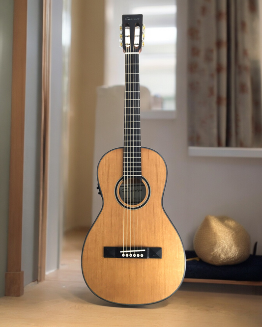 Caraya PARLOR610 Parlor Cedar Top Built-In Pickups/Tuner Acoustic Guitar - Natural