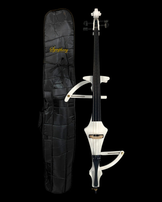 Symphony EC02WH Hand-Carved Solid Catalpa Electric Cello Outfit – Gloss White | Model EC02WH