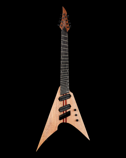 Caraya Nightshade 8-String V-Shaped Electric Guitar Okoume with Fanned Fret and Belcat Humbucker Pickups (FV8MS)
