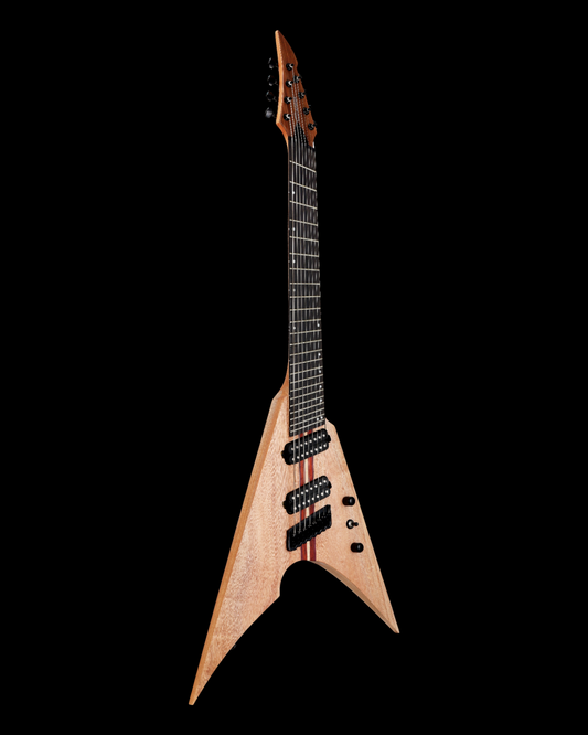 Caraya Nightshade 8-String V-Shaped Electric Guitar Okoume with Fanned Fret and Belcat Humbucker Pickups (FV8MS)