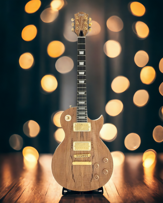 Haze Single-Cut Spalted Maple Mahogany Neck HLP Electric Guitar - Natural SEG227GC