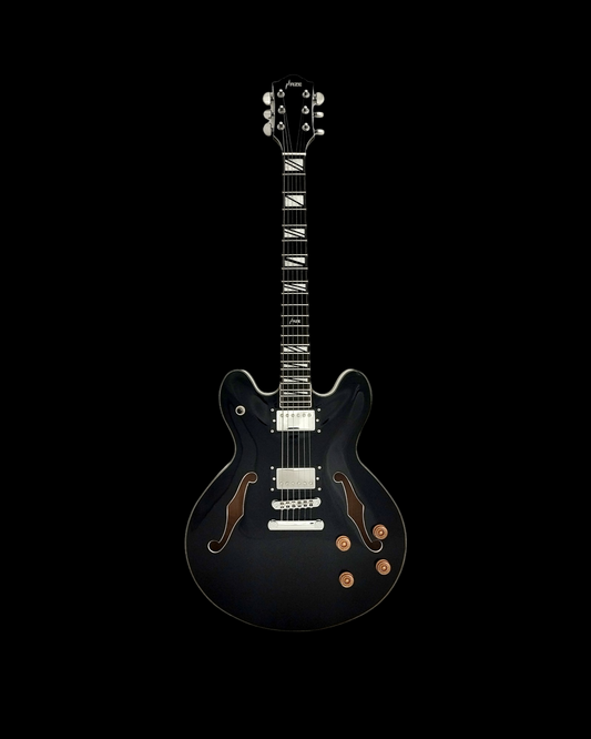 Haze Semi-Hollow Flame Maple HES Electric Guitar - Black SEG272BK