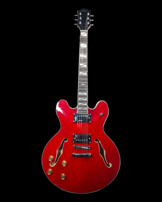 Haze Semi-Hollow Flame Maple HES Electric Guitar - Red SEG272CRLH with bag