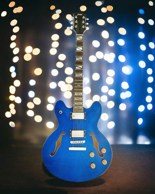 Haze Semi-Hollow Flame Maple HES Electric Guitar - Blue SEG272TBL