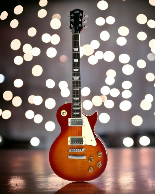 Haze Single-Cut Tiger Flame Maple Maple Neck HLP Electric Guitar - Sunburst SEG277THS