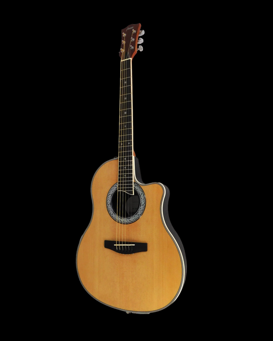 Haze SP721CEQN Fibre Glass Roundback Built-In Pickups/Tuner Acoustic Guitar - Natural
