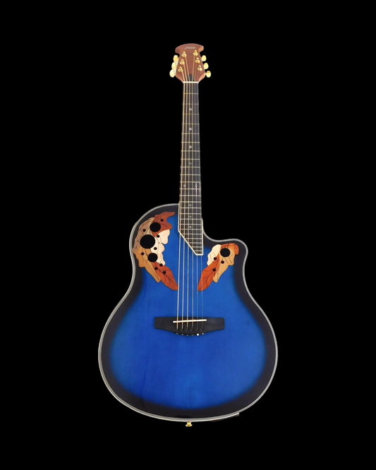 Haze SP723CEQBLS Fibre Glass Roundback Built-In Pickups/Tuner Acoustic Guitar - Blue