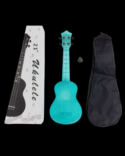 OEM Transparent 15-Fret Soprano Ukulele - Blue/Clear/Pink UK11