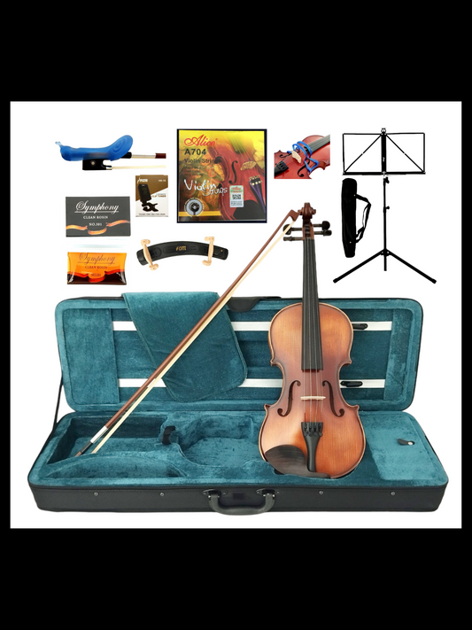 Symphony GV25 4/4 to 1/16 Size Violin Outfit in Natural Vintage - Beginner Bundle (GV25PK2)