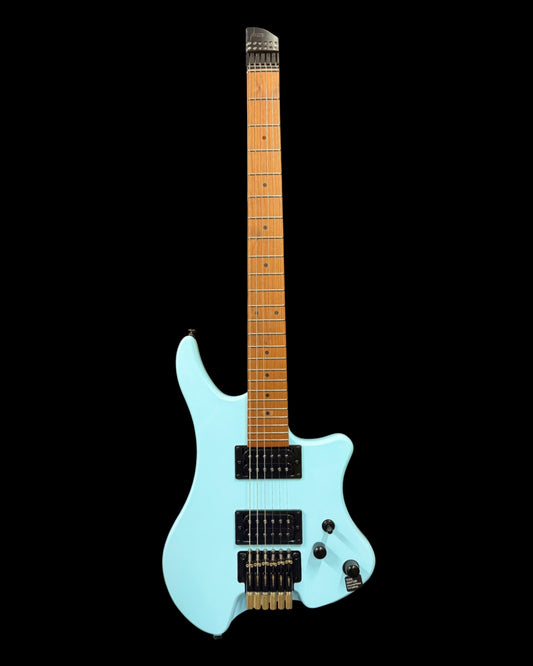 Haze Headless HH Solid Maple Mahogany HHL Electric Guitar in Light Blue (HZHL1ABL)