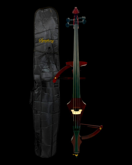 Symphony EC02R Hand-Carved Solid Catalpa Electric Cello Outfit – Woodgrain Red | Model EC02R
