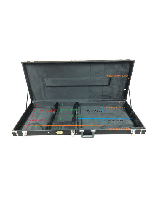 Haze Electric Guitar Rectangle Hard Case with Lock - Black HPAG19040STAV