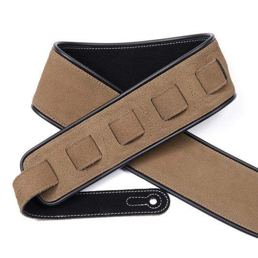 Amumu LE01EBK Embroidered Totem Guitar Strap Black Premium Suede Leather