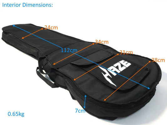 Haze Double Neck Electric Guitar Bag, 10mm Padded,Black, Full Size. HPBE010DB