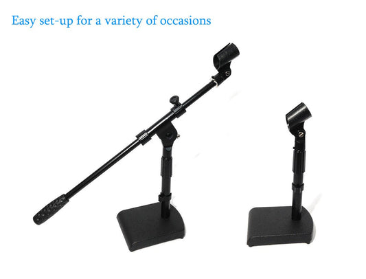 Haze MS106+MS043 Tabletop Black Mic Stand With Short Telescopic Boom