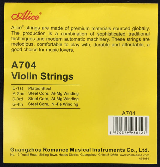 Alice A704 1/2 Size Violin String Set