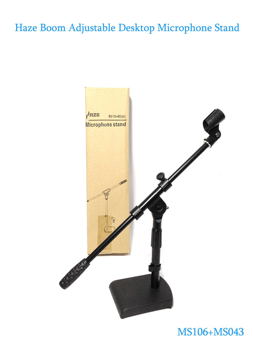 Haze MS106+MS043 Tabletop Black Mic Stand With Short Telescopic Boom